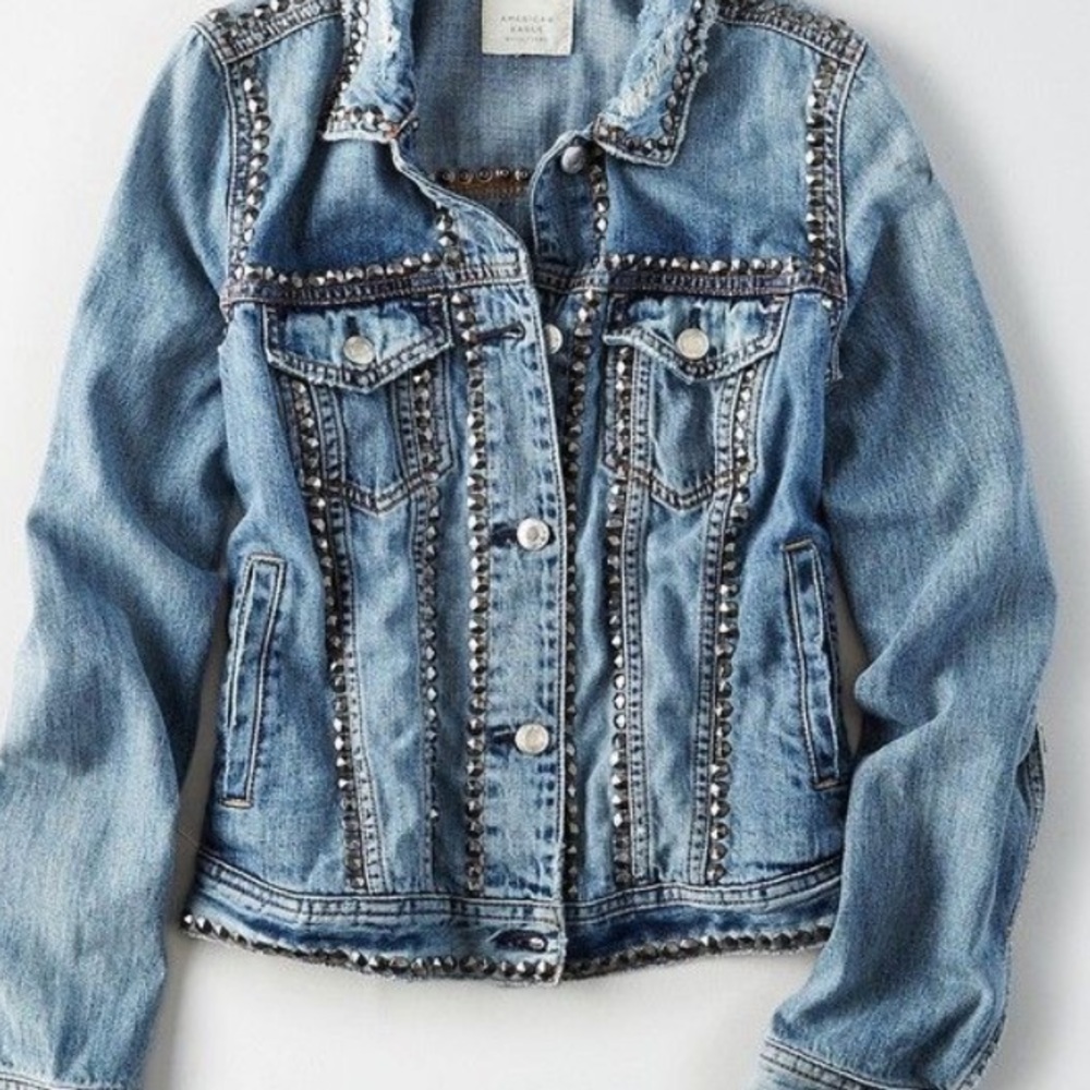 American eagle denim studded jacket